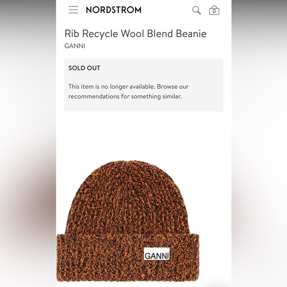 NWT Ganni Rib knit beanie brown marigold / black - Picture 15 of 15